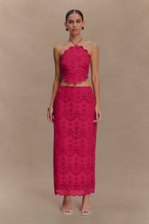 Kensley Broderie Midi Skirt - Dragonfruit